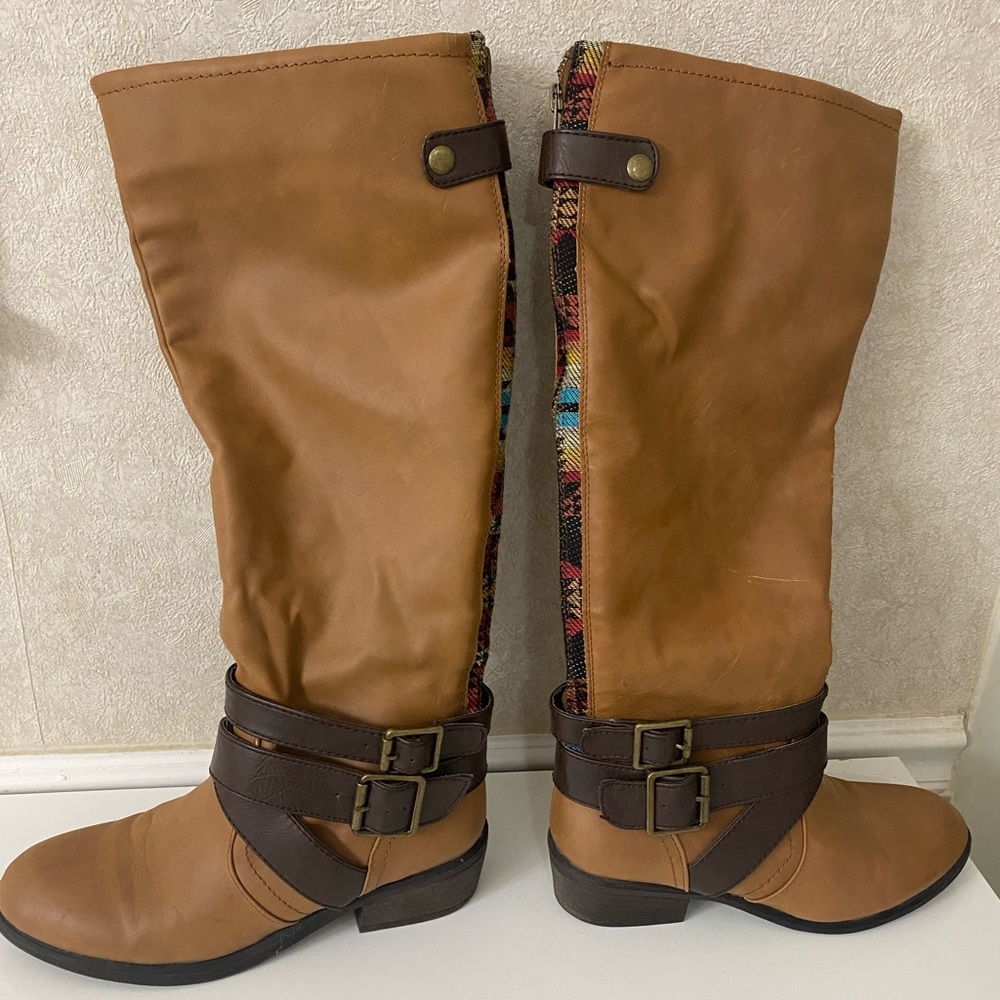 Pink & Pepper Racer Medium Brown Belted Boots
